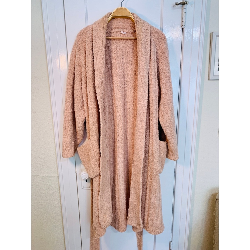 Pottery‎ Barn Teddy Bear Cozy Ribbed Robe Blush Pink Plush Shawl Collar / Medium - Picture 2 of 13